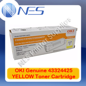 OKI Genuine 43324425 YELLOW Toner Cartridge for C5550 MFP/C5800/C5900 (5K)